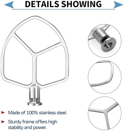 Stainless Flat Beater for KitchenAid 5 Plus - 6QT Bowl Lift Mixer - Image 2
