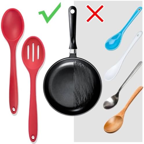 8 Pcs Heat Resistant Non Stick Silicone Serving Spoons Set -Ideal - Image 4