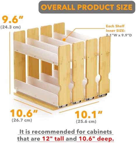SpaceAid Bamboo Pull Out Spice Rack Organizer - Image 3
