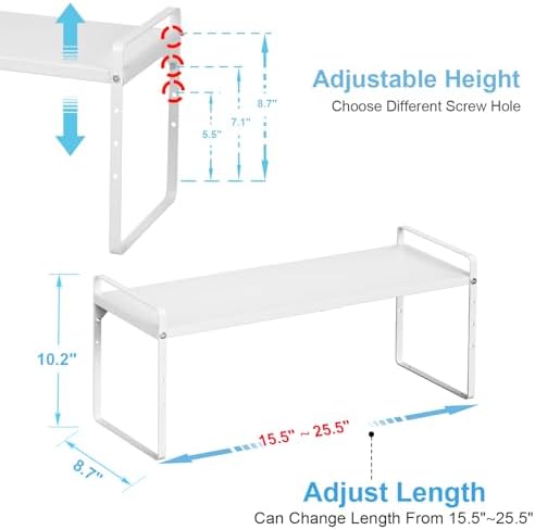 15.5 to 25.5 Inch Kitchen Cabinet Shelf Organizers, Adjustable Kitchen Counter - Image 2