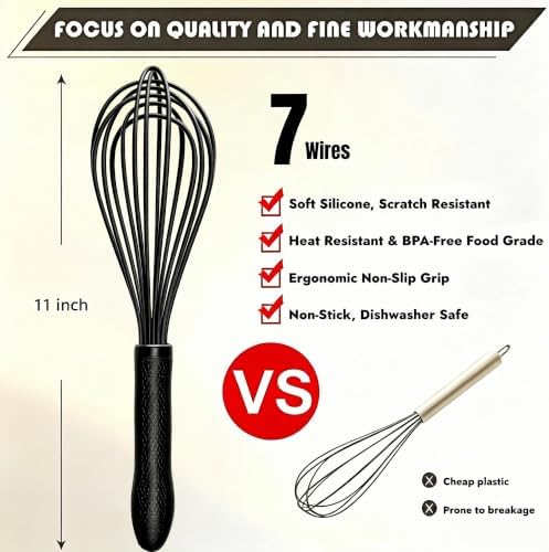 TEEVEA Silicone Whisk 11 Inch, Nonstick Heat Resistant - Image 2