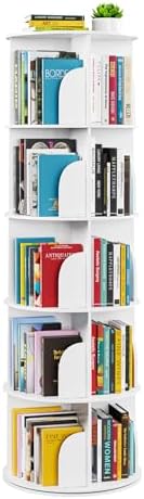 SpaceAid 5 Tier Rotating Bookshelf Tower, Spinning Bookcase Lazy Susan by SpaceAid
