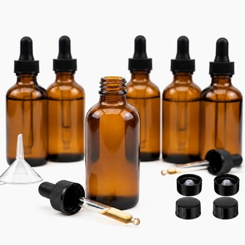 Hushee 6 Pack 4 oz Amber Glass Dropper Bottles by Hushee