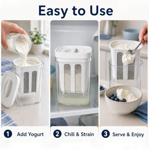 Greek Yogurt Strainer with Lid, 44 oz Fine Mesh Filter - Image 3