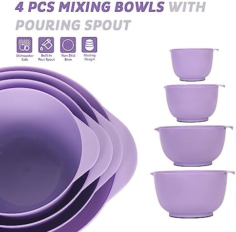 BoxedHome Mixing Bowls Set of 4, BPA Free Plastic, Microwave Safe - Image 3
