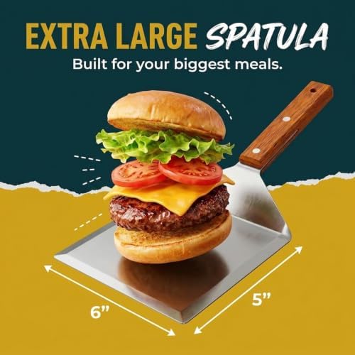 Extra Wide Spatula with Beveled Edges, Oversized Stainless-Steel Spatula with - Image 2