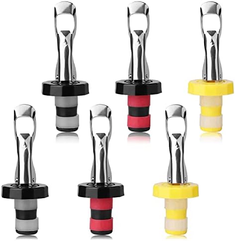 6pcs Reusable Wine Stoppers, Silicone Vacuum Bottle Stopper, Expanding Manual by KINMINGZHU