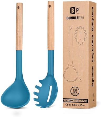 BUNDLEPRO Silicone Soup Ladle and Pasta Spoon Set by BUNDLEPRO