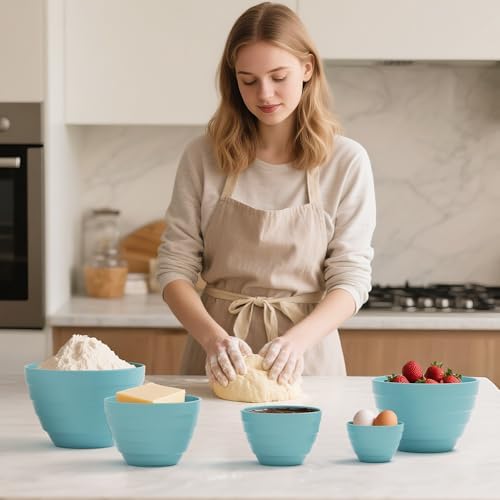 TP Mixing Bowls with Lids, 10-Piece Nesting Melamine Bowls Set - Image 5