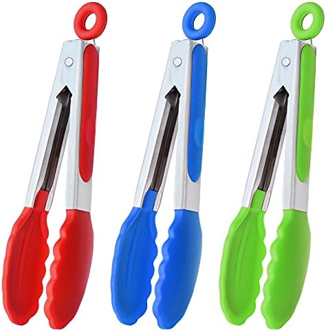 HINMAY Mini Tongs with Silicone Tips 7-Inch Serving Tongs by HINMAY