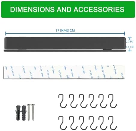 YIIYIIN 17 Inch Magnetic Knife Holder, 12 Hooks - Image 6