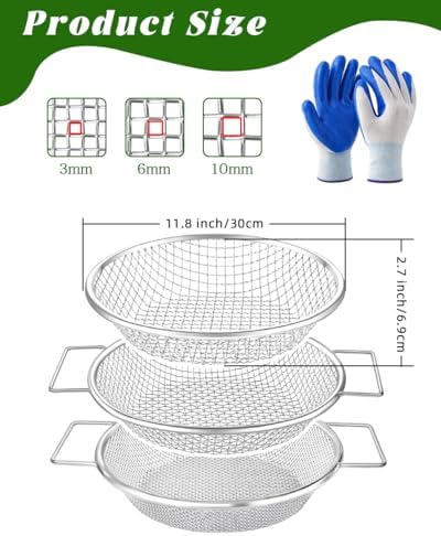 Xgunion Soil Sifter 3Pcs 3 Mesh Sizes Fits 5 Gallon Bucket Heavy Duty - Image 2