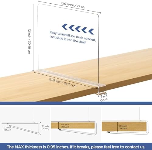 HBlife Clear 12 Inches Tall Acrylic Shelf Dividers - Image 2