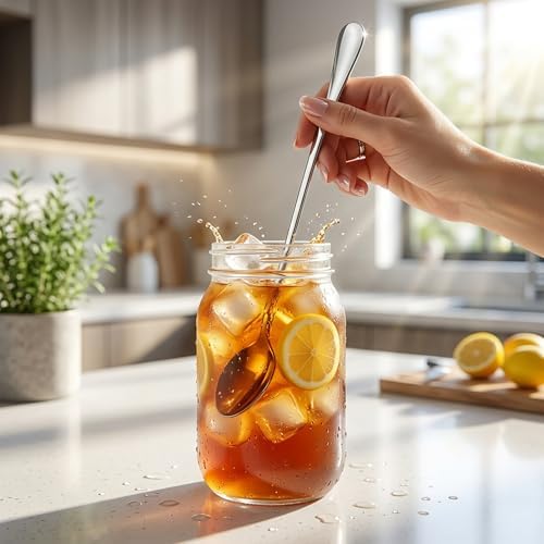 Long Handle Iced Tea Spoons, 7.9" 18/10 Stainless Steel Cocktail Stirring Spoons - Image 4