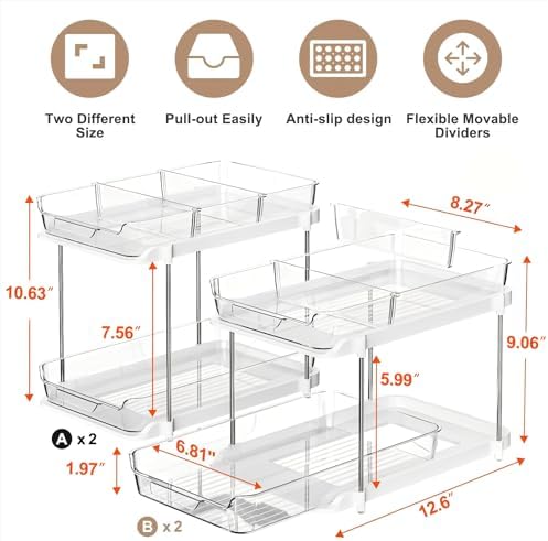 Delamu 2-Tier Multi-Purpose Bathroom Under Sink Organizers and Storage - Image 2