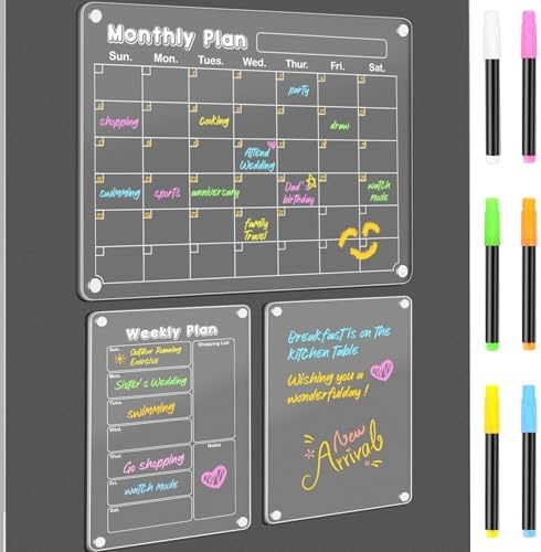 DIYMAG Magnetic Calendar for Refrigerator Fridge Magnet 4PCS Clear Acrylic by DIYMAG