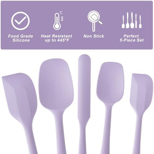 Silicone Spatula Set, 5 Piece Food Grade Rubber Spatulas - Image 3