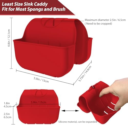 Sponge Holder for Kitchen Sink, Silicone Sink Saddle Caddy Organizer Rack - Image 2