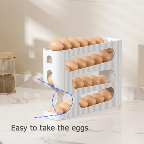 Sotfamily FIFO Egg Holder for Fridge, Egg Organizer fits 28 Large Size Eggs - Image 6
