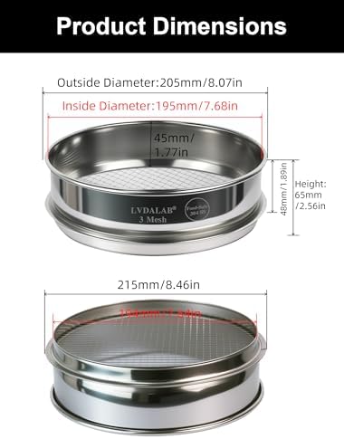8" Full 304 Stainless Steel Lab Sieve, 3 Mesh - Image 5