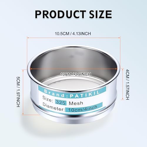 PATIKIL 325 Mesh Lab Sieve, 3.9" Diameter Sifting Screen 304 Stainless Steel - Image 2