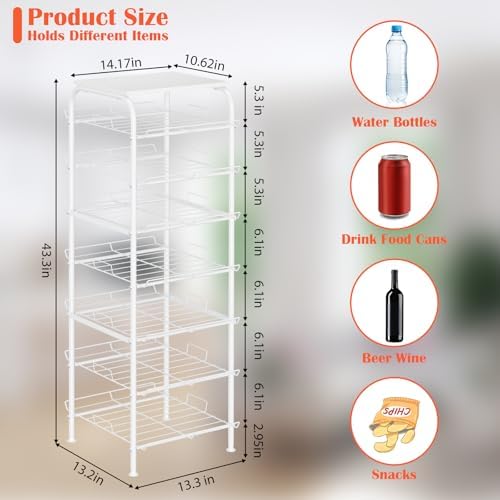 smusei Water Bottle Organizer 7 Tier Free Standing Bottled Water Storage Rack - Image 3