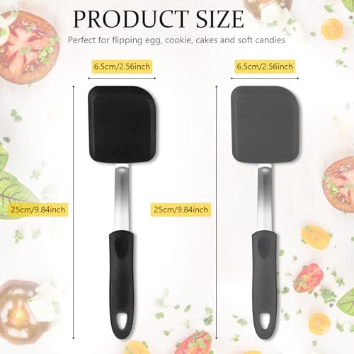 2Pcs Mini Silicone Cookie Brownie Spatula, Solid Flat - Image 2