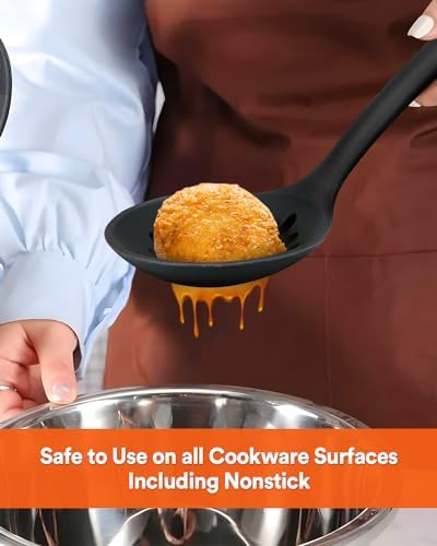 Badiano Silicone Kitchen Ladle Strainer, Large Slotted Spoon - Image 5