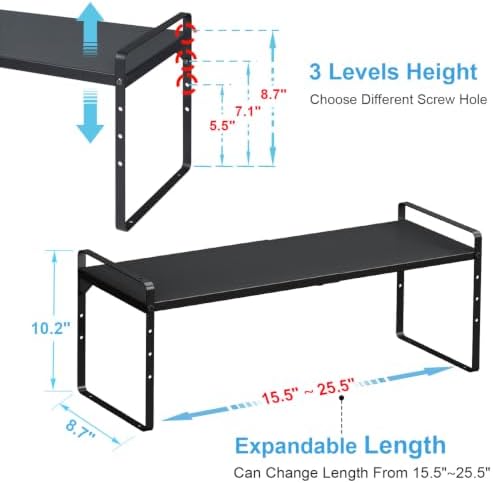 15.5 to 25.5 Inch Kitchen Cabinet Shelf Organizers, Adjustable Kitchen Counter - Image 2