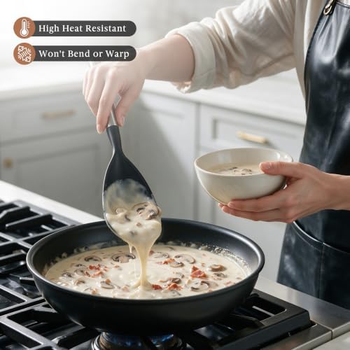 Cooking Spoon for Nonstick Cookware Long Handle Silicone Scoop Spatula - Image 3