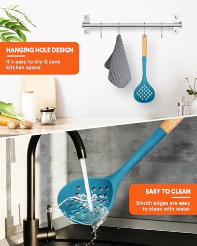 Badiano Silicone Kitchen Ladle Strainer, Large Slotted Spoon - Image 7