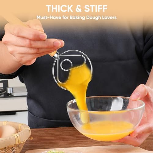Maxjoy Danish Dough Whisk, Stainless Steel Wooden Bread Tool - Image 5