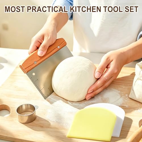 Versatile Bench Scraper with Wood Handle, Premium Stainless Steel Dough Scraper - Image 7