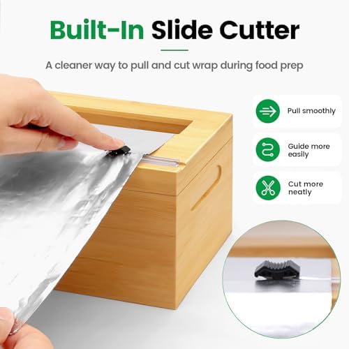 Libreshine 12-Inch Bamboo Plastic Wrap Dispenser - Image 5