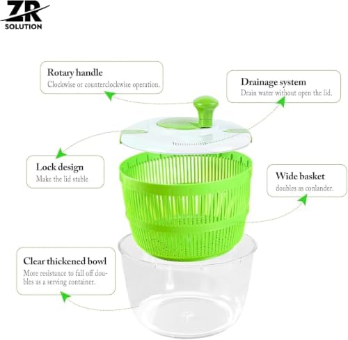 Salad Spinner, Lettuce Dryer & Vegetable Washer, Large Salad Spinner Bowl - Image 2