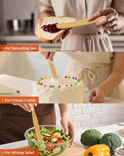 3Pcs Skinny Spurtle for Sourdough Starter, Wooden Spurtle Spatula for Cooking - Image 5