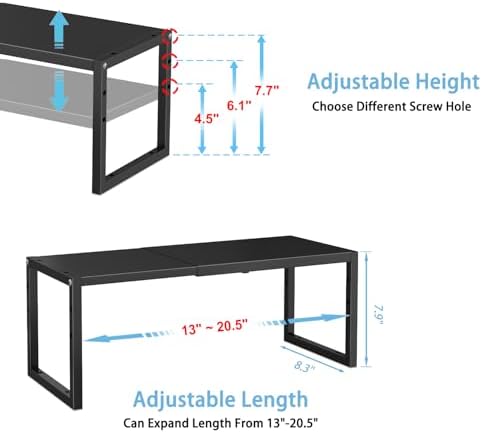 2 Pack Expandable Kitchen Cabinet Shelves Organizer, Heavy Duty Metal Shelving - Image 2
