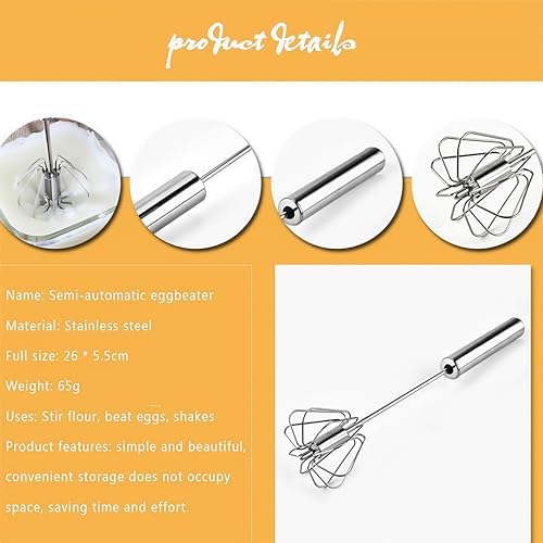 Stainless Steel Egg Whisk, Digead Hand Push Rotary Whisk Blender, whisks - Image 6
