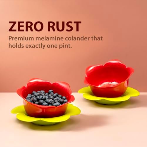 bzyoo 4 PC Drain & Serve Berry Rose Shape Bowl Set Colander w/Saucer Plate - Image 5