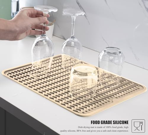 Silicone Dish Drying Mat, Non-Slip Easy Clean Sink Mat - Image 3
