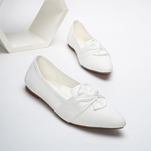 HONHOLD Women's Pointed Toe Flats Breathable Knit Ballet Flats - Image 6