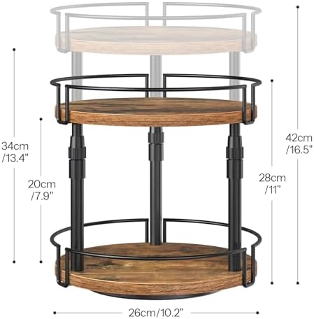 HOOBRO Lazy Susan Organizer Spice Rack, 2-Tier Height Adjustable Rotating Spice - Image 4