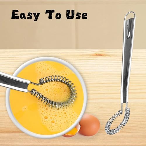 2 Pieces Egg Beater, Stainless Steel Mini Egg Whisk, Spring Coil Whisk - Image 5