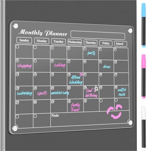 DIYMAG Magnetic Calendar for Refrigerator Fridge Magnet Clear Acrylic by DIYMAG