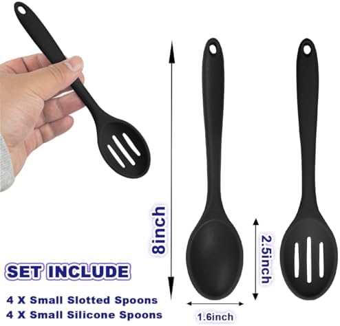 8 Pcs Heat Resistant Non Stick Silicone Serving Spoons Set -Ideal - Image 2