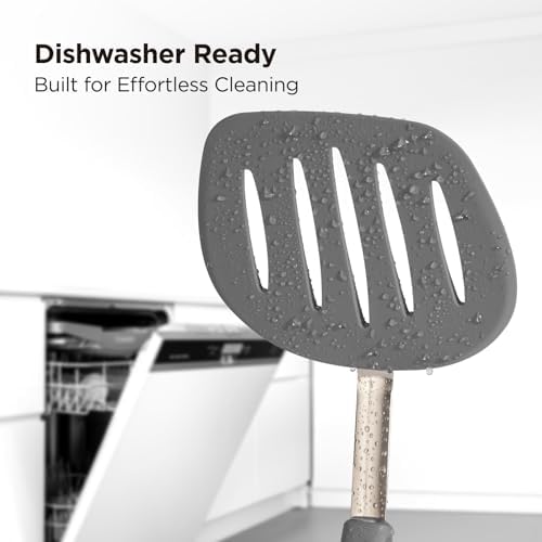 Kitchen Mama WaltzGrip Platinum Silicone Pancake Spatula Turner, Metal Gray - Image 6
