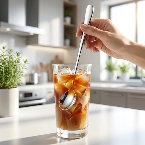 Long Handle Iced Tea Spoons, 7.9" 18/10 Stainless Steel Cocktail Stirring Spoons - Image 3