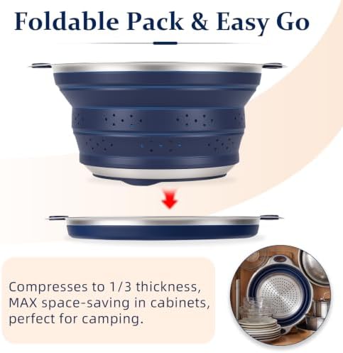 Collapsible Colander Set with Silicone Mat, 2-in-1 Stainless Steel Colander - Image 7