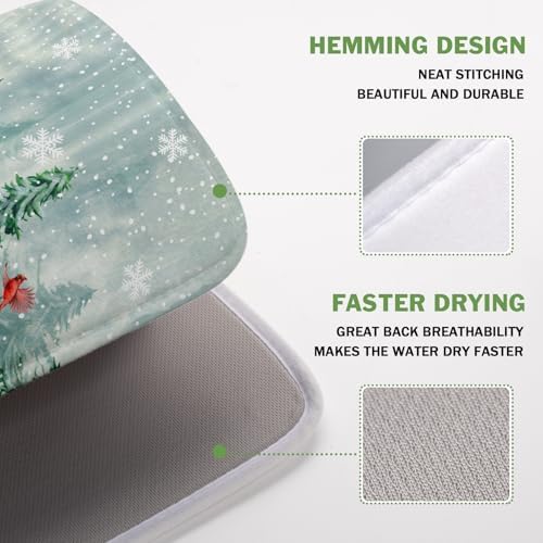 Welcome Winter Pines Tree Dish Drying Mat, Winter Snowflake Dish Drying Mat - Image 4