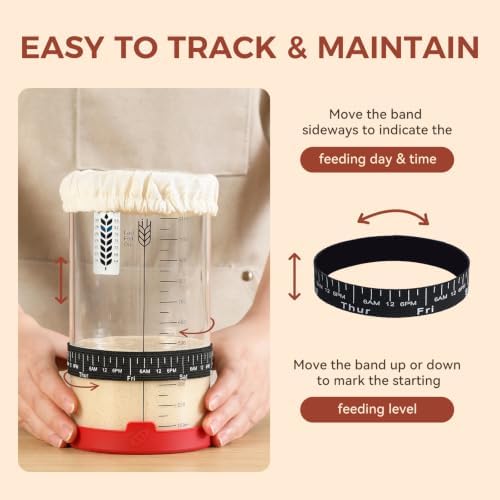 Sourdough Starter Jar Kit, 40oz Large Wide Mouth Sour Dough Jar Glass - Image 4